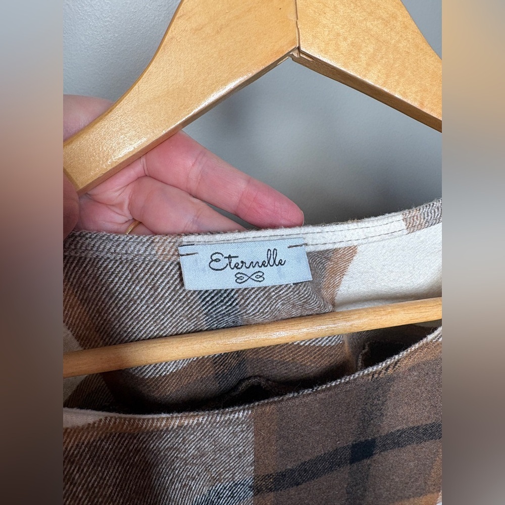 Eternelle Giovanna Plaid Dress in Brown and Cream - Picture 5 of 6